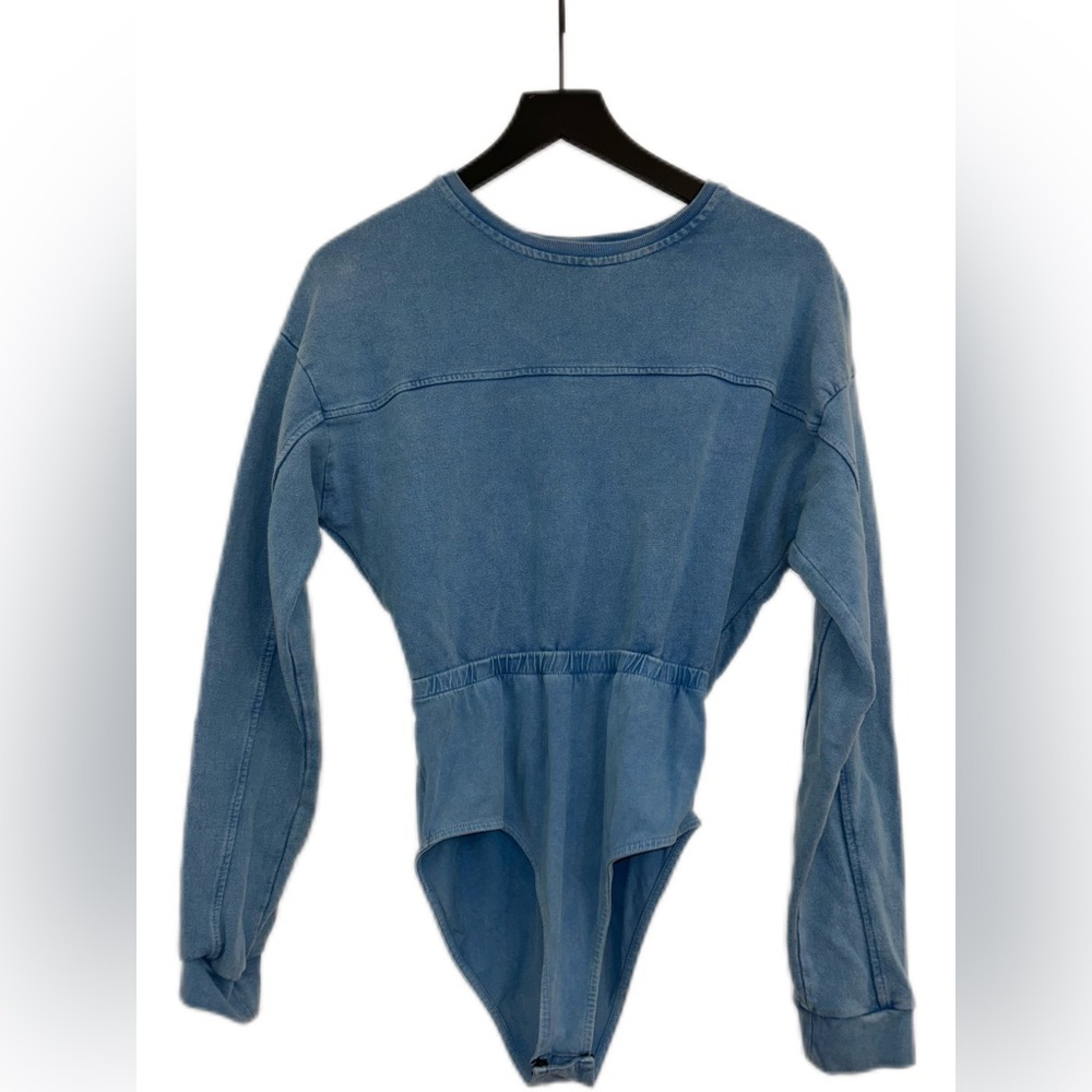 Nasty Gal Blue Long Sleeve‎ Bodysuit size 4